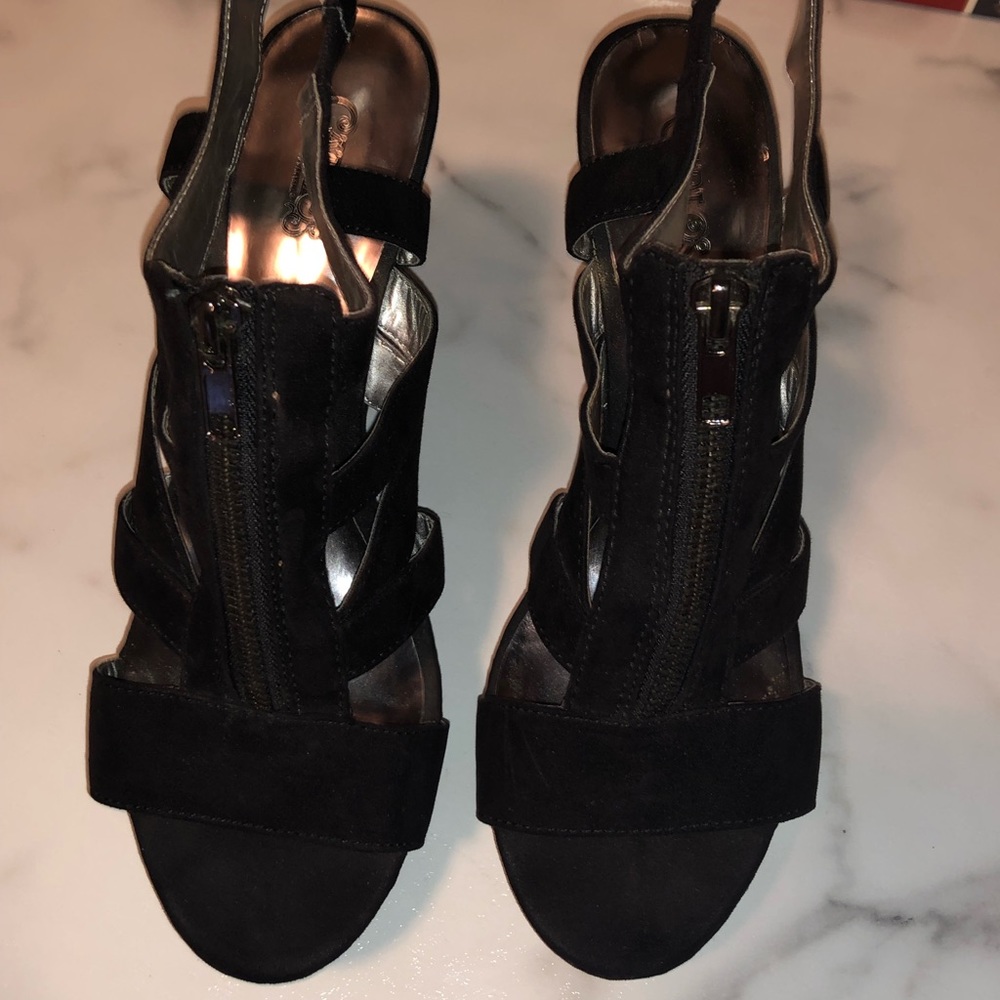 Black zip up wedges